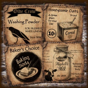 Vintage Farmhouse Pantry Labels Digital Image Download Printable Cards/Tags/Logos/Labels/Transfers/Decoupage/Journals/Scrapbooking