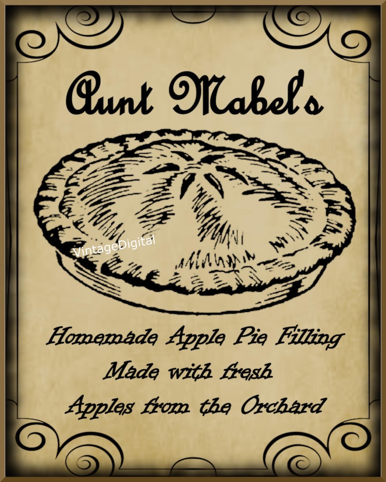 Vintage Apple Pie Filling Label: Farmhouse Kitchen Printable (digital ...
