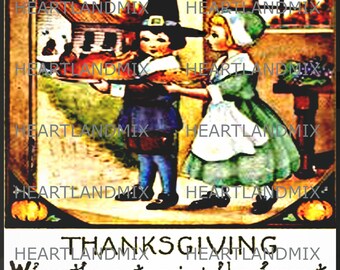 Digital Download Printable Vintage Thanksgiving Turkey Greeting ...