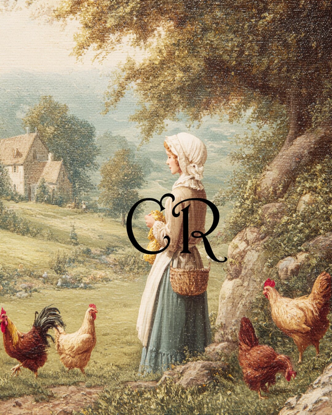 Primitive Vintage Colonial Farmhouse Chicken Farm Digital Wall Art ...