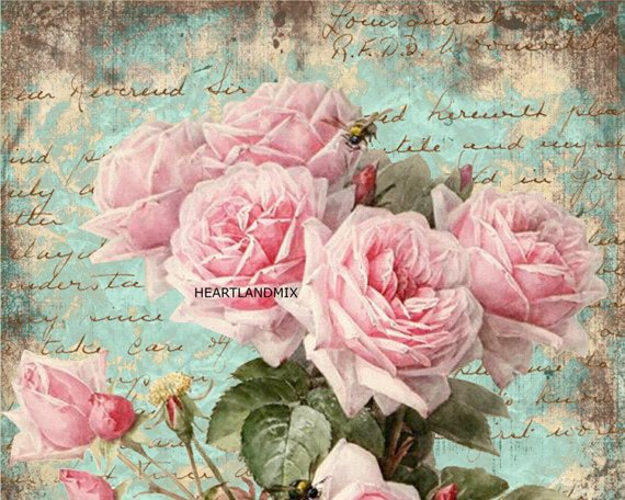 Victorian Shabby Roses Wallpaper Vintage Digital Image Etsy