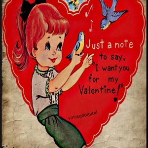 Immagine di carta a forma di cuore di San Valentino retrò vintage, download digitale, arte stampabile