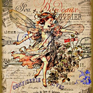 Image graphique numérique vintage de danse des fées à télécharger, découpage imprimable, scrapbooking, pages de journal, clipart, art mural, cartes, étiquettes