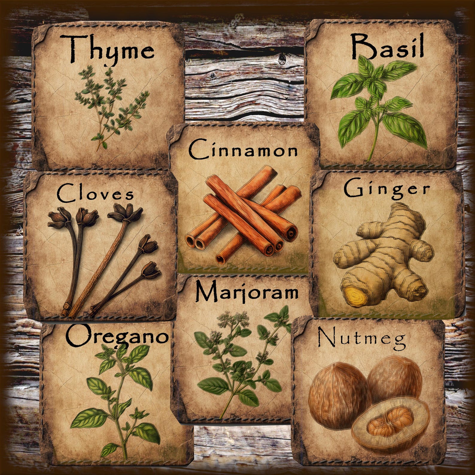 Vintage Farmhouse Primitive Herbal Tags/labels Download Printable ...
