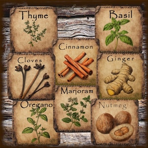 Vintage Farmhouse Primitive Herbal Tags/Labels Download Printable Digital Art Image