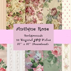 Vintage antieke roos digitaal papier, roze roos digitaal papierpakket, roze bloemen scrapbooking, digitaal bloemenpapier, vintage rozen