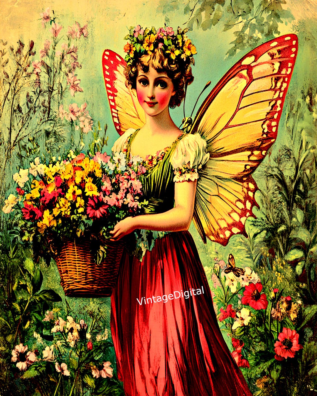 Vintage Digital Graphic Image Download Printable Butterfly Fairy Wall ...