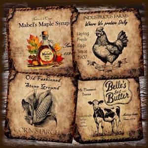 Vintage Primitive Farmhouse Pantry Farm Label Tags/Cards/Scrapbooking/Transfers/Labels/Logos/Decoupage Digital Instant Download Printable