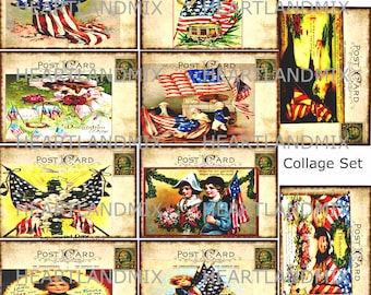 Antique Vintage Set of 10 Post Card Memorial Day Collage Set Image Download Printable Card