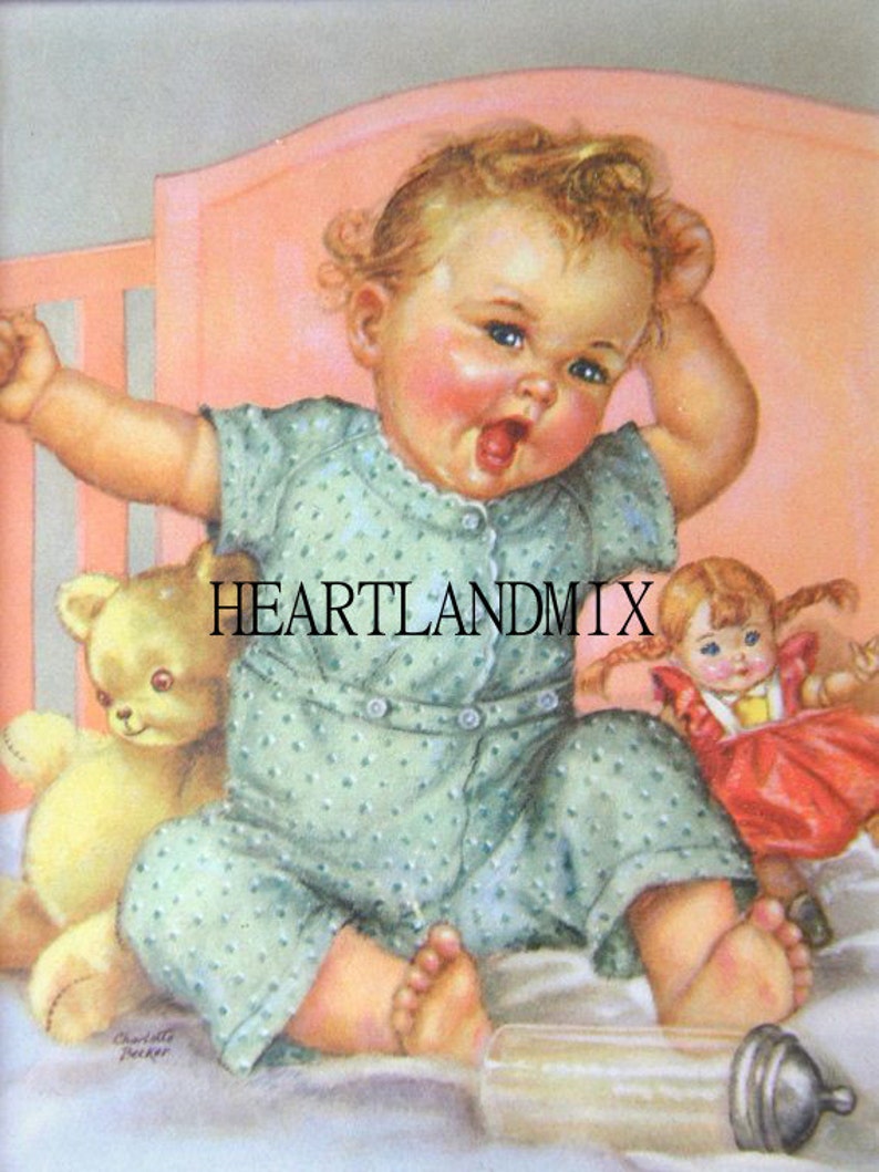 Baby by Becker Vintage Digital Image Download Printable Scrap book, Framing, Shower Gift image 1