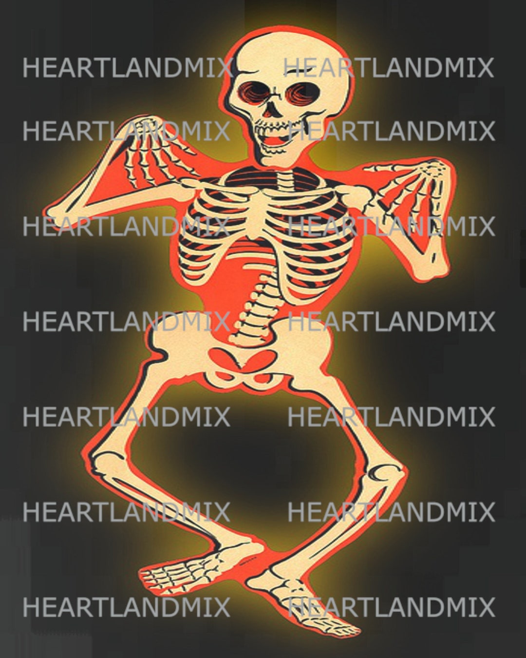 Halloween Skeleton Vintage Digital Image - Etsy