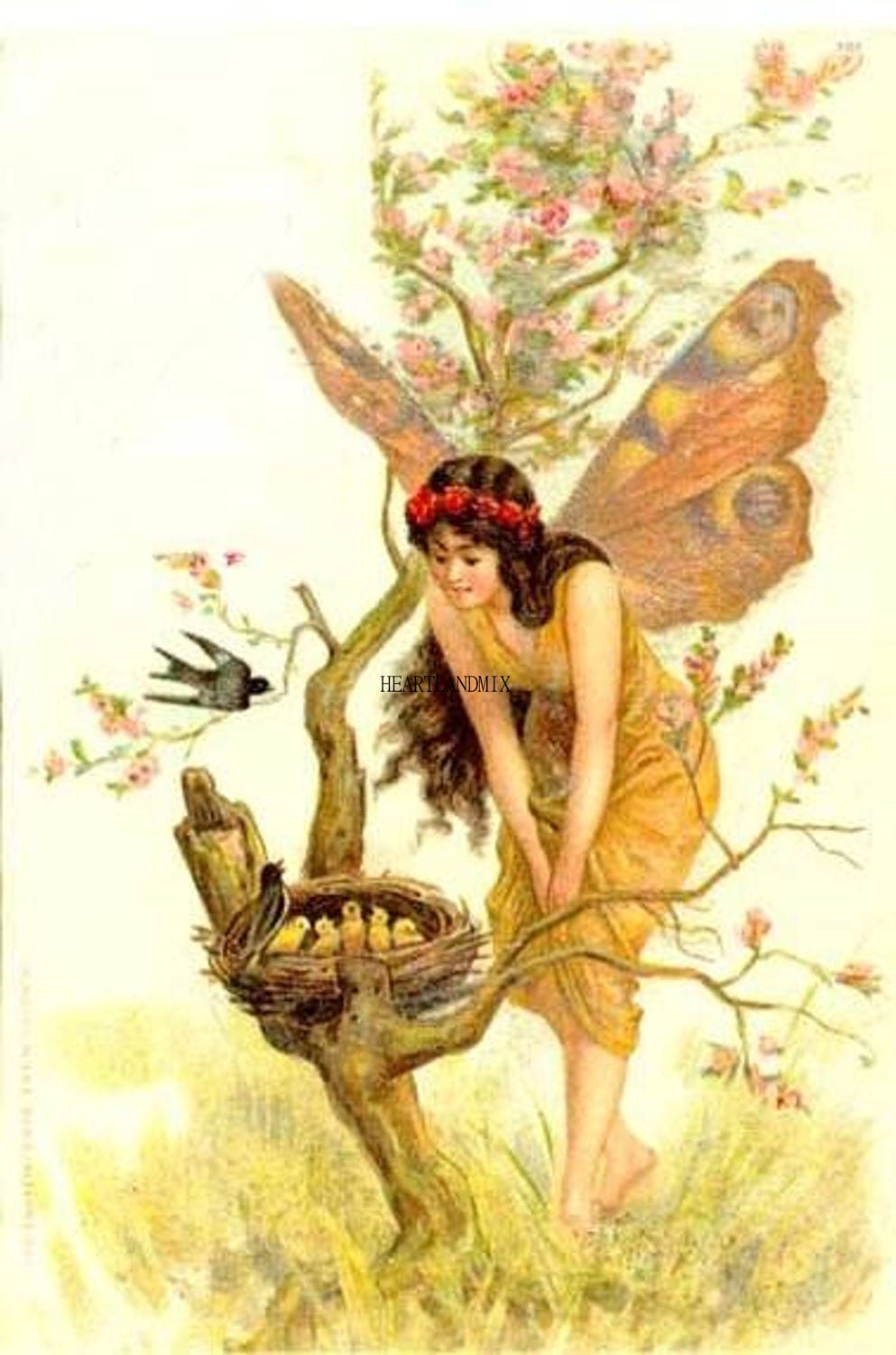 Printable Image Three Fairies Download Fairy Graphic Digital Illustration Vintage Clip Art for Transfers Printing etc 300dpi No.2406
