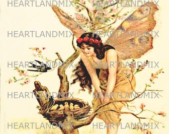 Vintage Fairy Digital Download Printable Art Image Spring Fairy