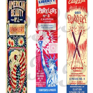 Vintage 4 juillet Sparkler boîtes Clip Art Digital Download Image decoupage, scrapbooking, journaux intimes, transferts