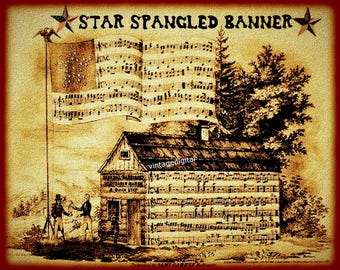 Vintage spangled spangled afdrukbaar: patriottisch vakantiedecor (digitale download)