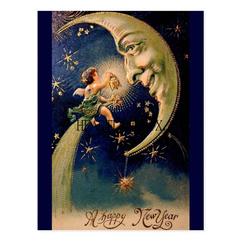 Victorian Antique Happy New Year Image Instant Download image 0