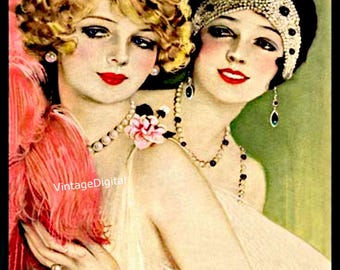 Vintage Art Deco Flapper Girls Print: 1920s Beauties Digital Download