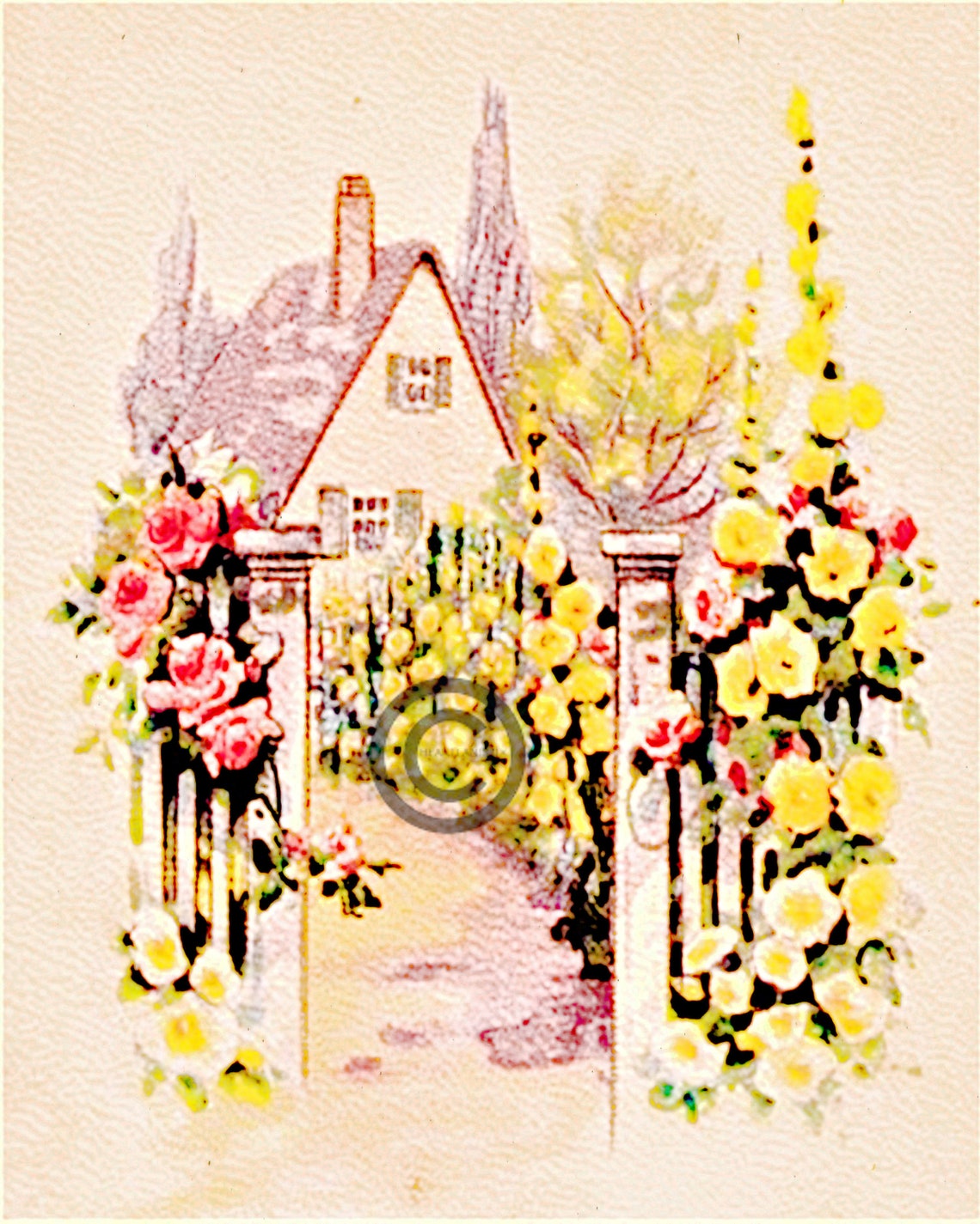 Vintage Cottage Digital Image Illustration Download Printable | Etsy