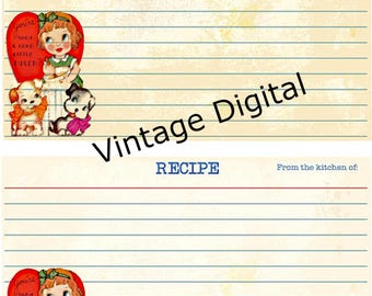 Juego de dos tarjetas de recetas retro vintage (imagen imprimible y descargable) "Eres una batidora excelente".
