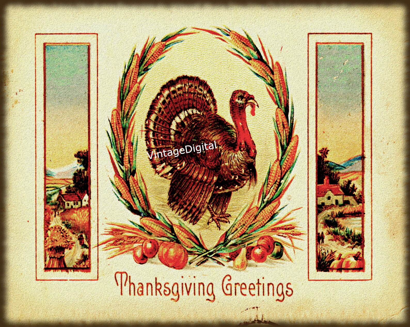 Thanksgiving Turkey Greetings Vintage Digital Image Download Printable ...