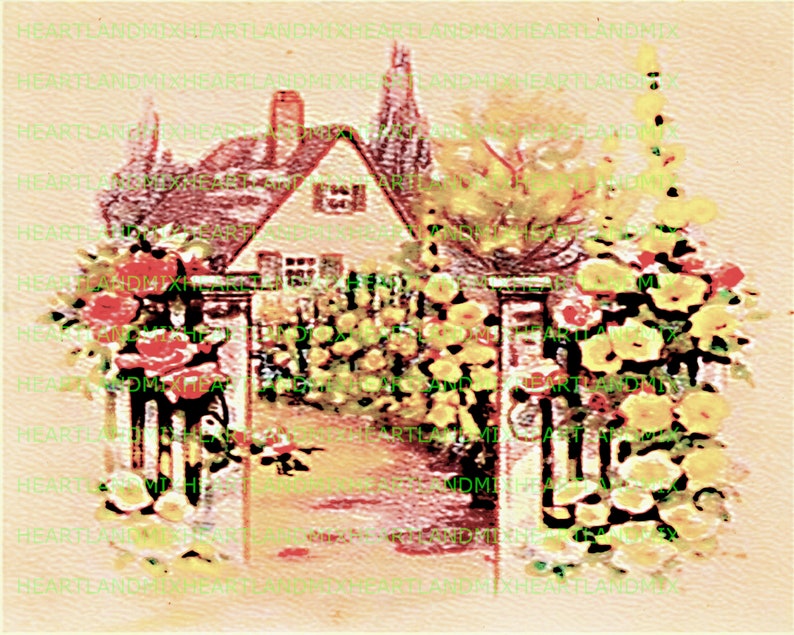 Vintage Cottage Digital Image Illustration Download Printable - Etsy