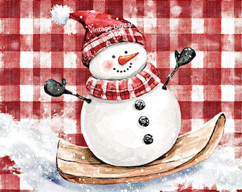 Papier Cadeau De Noël Vintage - Rouleau 43.2 Cm X 5 M, Motif Père Noël, Bonhommes De Neige, Maison, Kraft