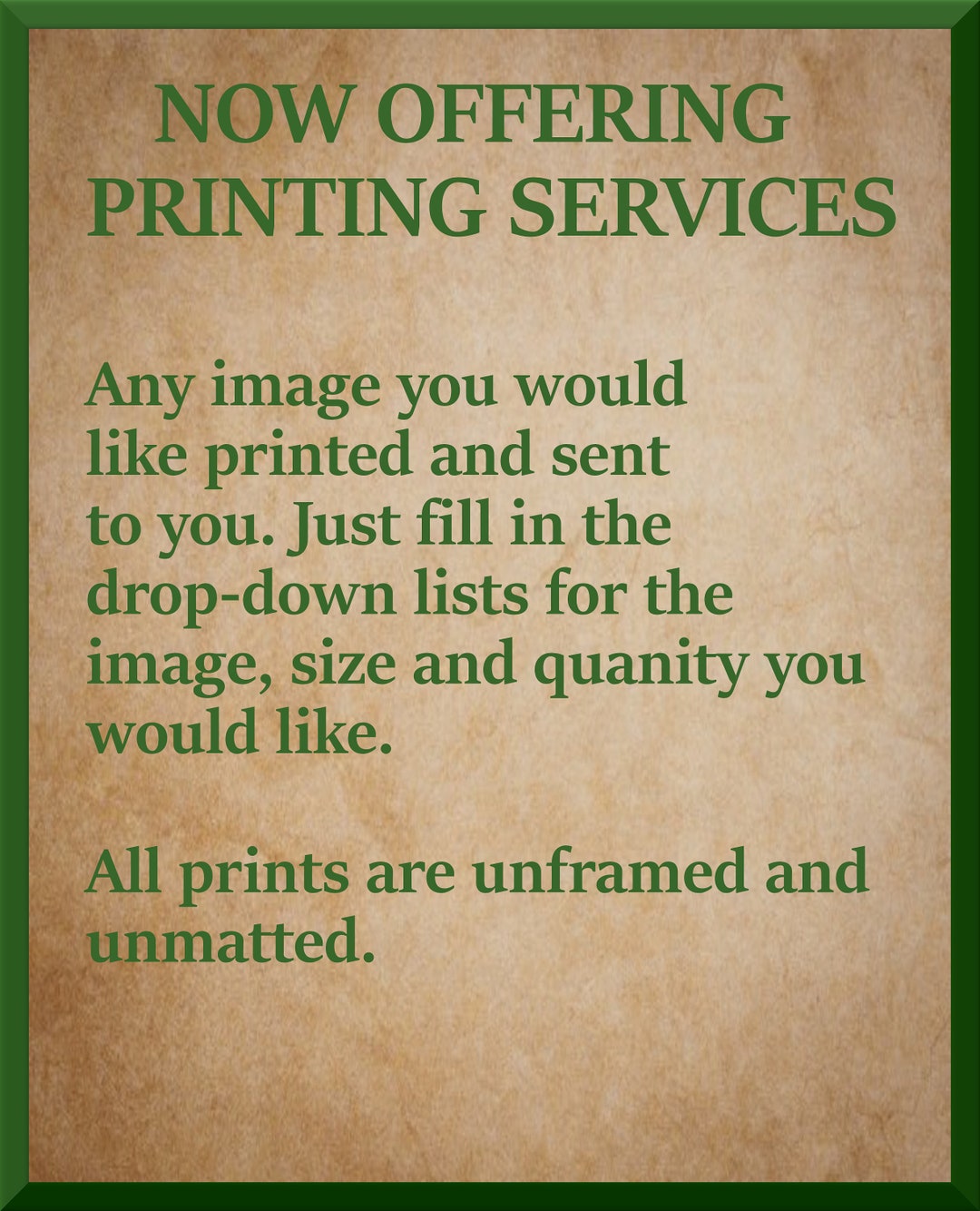 Printing Services for Any Vintage Print Shipped Direct to You Unframed
