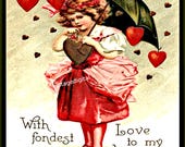 Vintage Style Valentine Download Printable Art Image Fondest Love