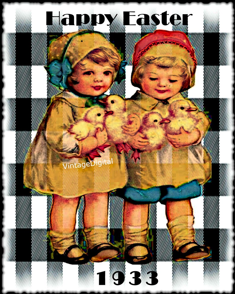 Vintage Easter Children With Chicks Art (digital Download) - Etsy