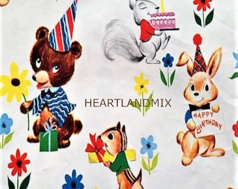Party Hats Bear Wrapping Paper / Birthday Wrapping Paper / - Etsy