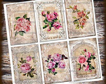 Vintage Rose Digital Image Download Printable Cards/Tags/Logos/Labels/Transfers/Decoupage/Journals/Scrapbooking