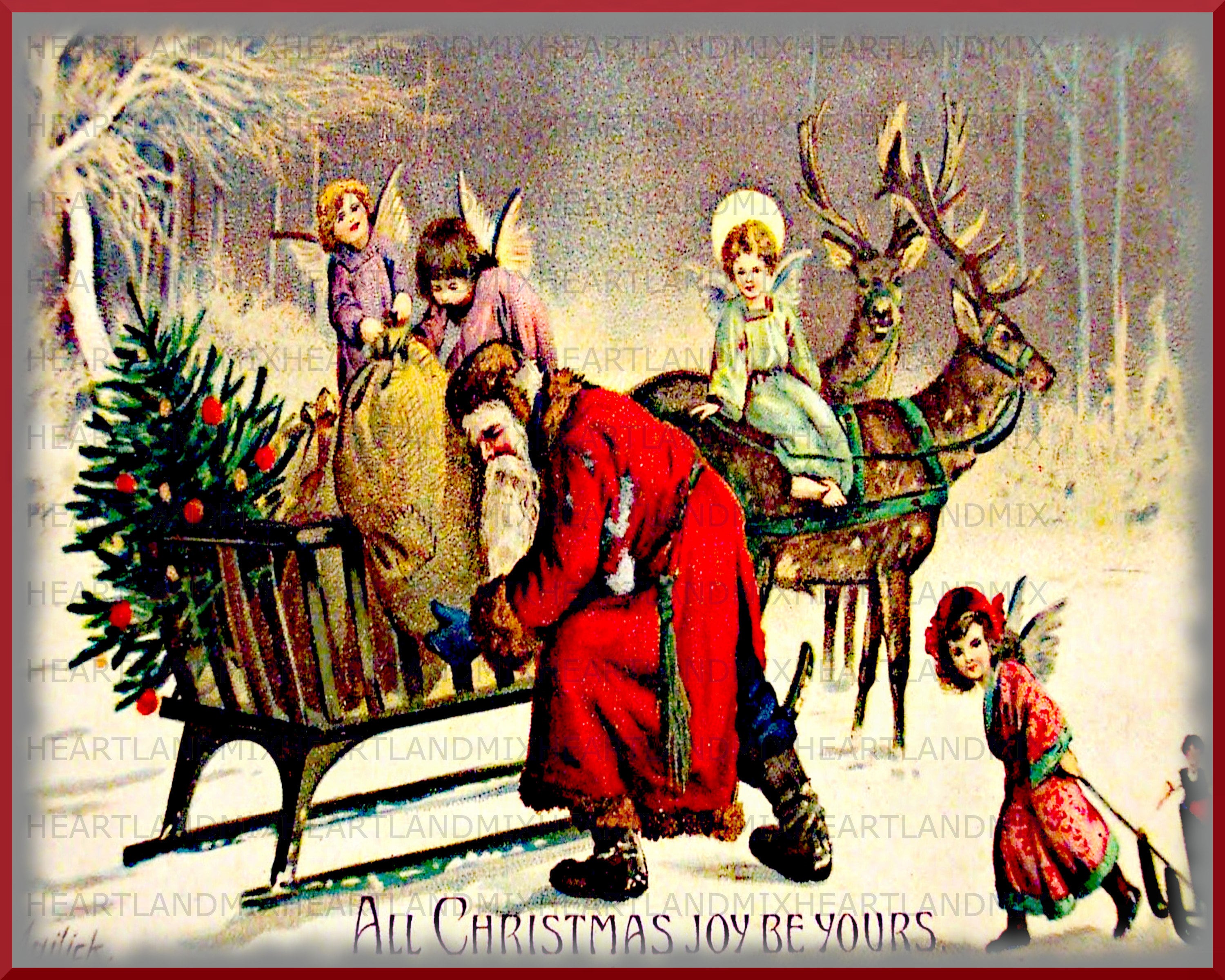 ヴィンテージ アンティーク サンタ クリスマス デジタル 印刷可能な