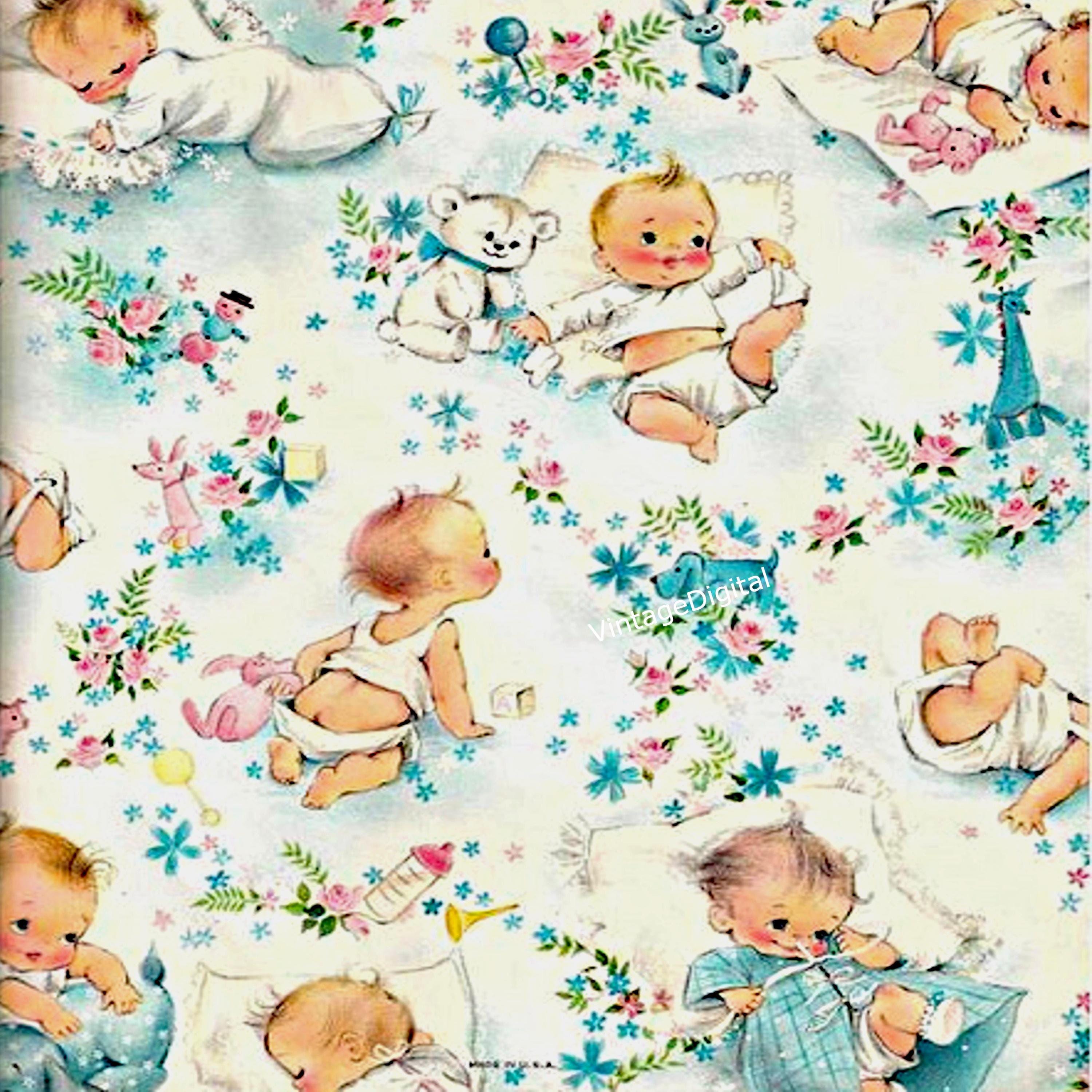 Baby Shower Wrapping Paper Digital Image Download Printable Unisex Baby ...