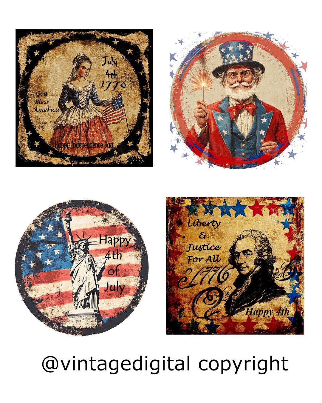 July Label Vintage 4th of July Printable Labels: Patriotic Clip Art (digital ...