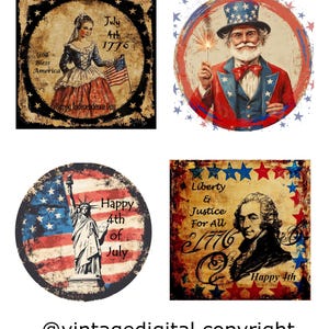 Etiquetas/etiquetas/pegatinas/decoupage/álbum de recortes/imágenes prediseñadas de estilo rústico vintage para el 4 de julio, imprimibles digitales.