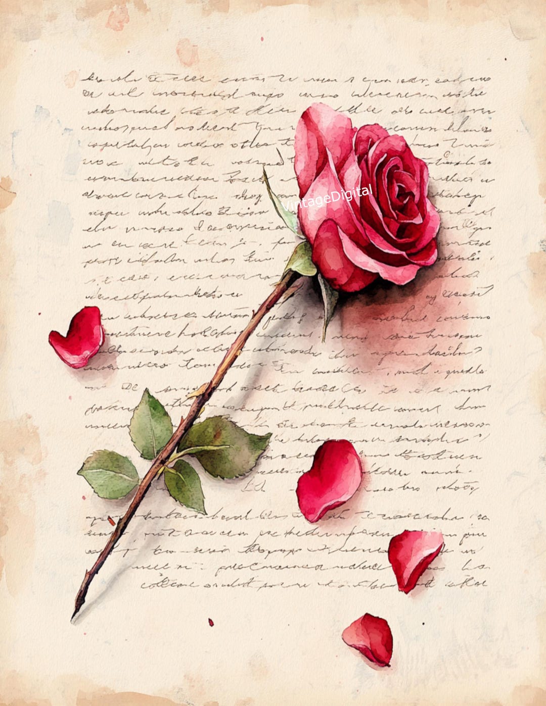 Decoupage Rice Paper, A4 Red Rose Decoupage Paper, Decorative Image ...