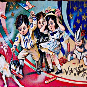 Imagen digital vintage del 4 de julio para descargar e imprimir