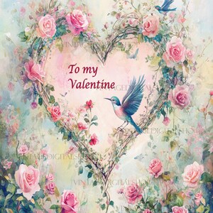 Vintage Valentine Card &quot;To my Valentine&quot; Instant Download Printable Art Image cards/tags/labels/logos/clip art/scrapbooking/journal pages