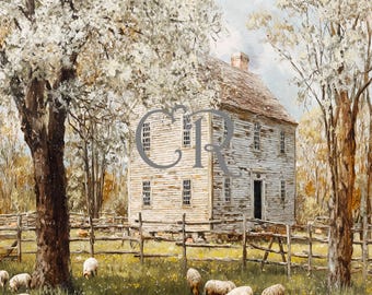 CANVAS PRINTS: Primitive Colonial Spring Farmhouse Design