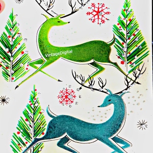 Vintage Retro Reindeer Digital Download Printable Art Image cards/tags/logos/labels/transfers/wall art/scrapbooking/journal pages