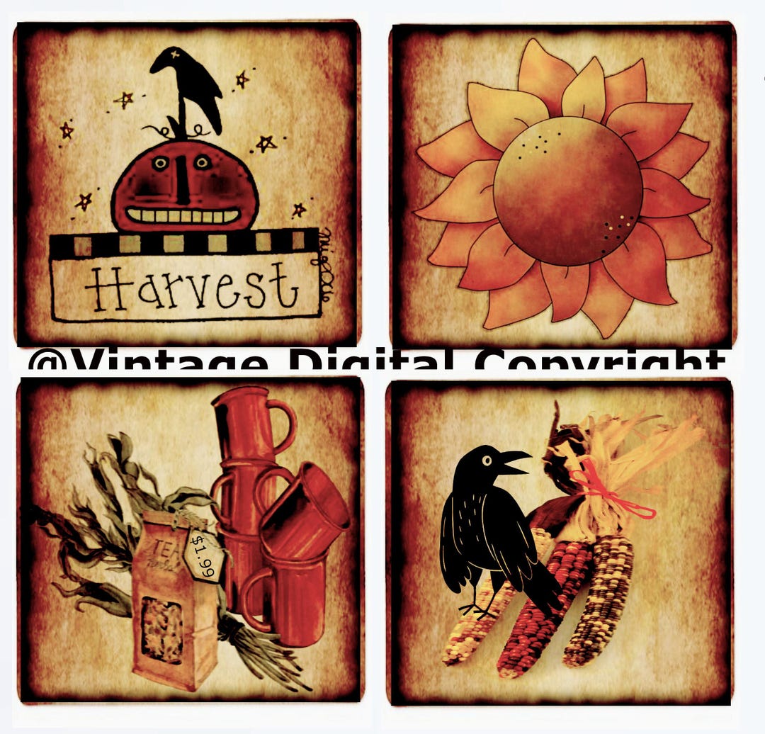 Vintage Fall Farmhouse Labels: Primitive Autumn Art (digital Download ...