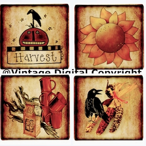 EIGHT Styles Vintage Primitive FALL Farmhouse LABELS /Tags/Wall Art/Scrapbooking/Journals/Decoupage Digital Image Download Printable