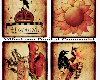 Vintage Fall Farmhouse Labels: Primitive Autumn Art (Digital Download)