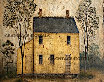 CANVAS PRINT Primitive Mustard Seed Colonial Saltbox Farmhouse Wall Art