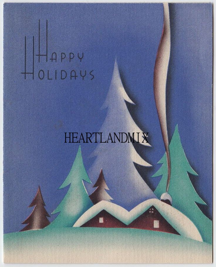VINTAGE ART DECO Christmas Home Happy Holidays Digital Instant - Etsy