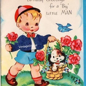 Alles Gute zum Geburtstag BIG Little Man Vintage Digitalbild Grußkarte