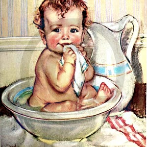 Download di immagini digitali vintage del bagnetto del bambino