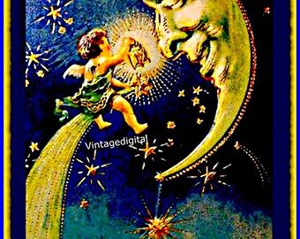 Victorian Antique Happy New Year Image Instant Digital Download Printable Card