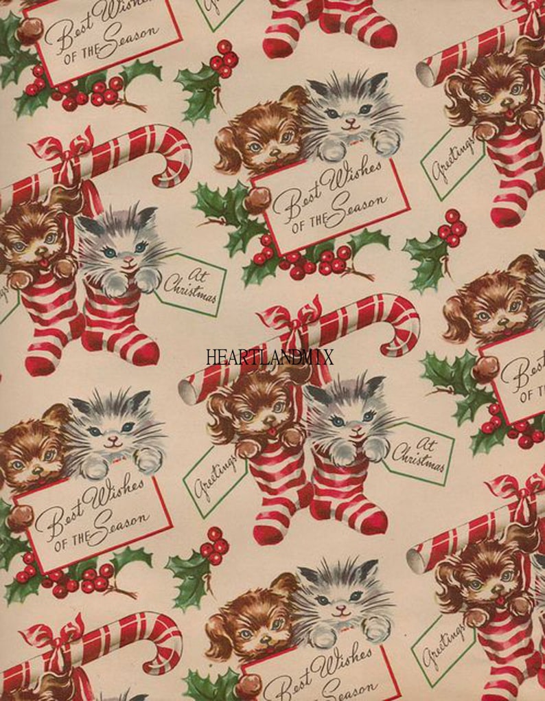 Vintage Christmas Paper Wallpaper Digital Image Download Etsy