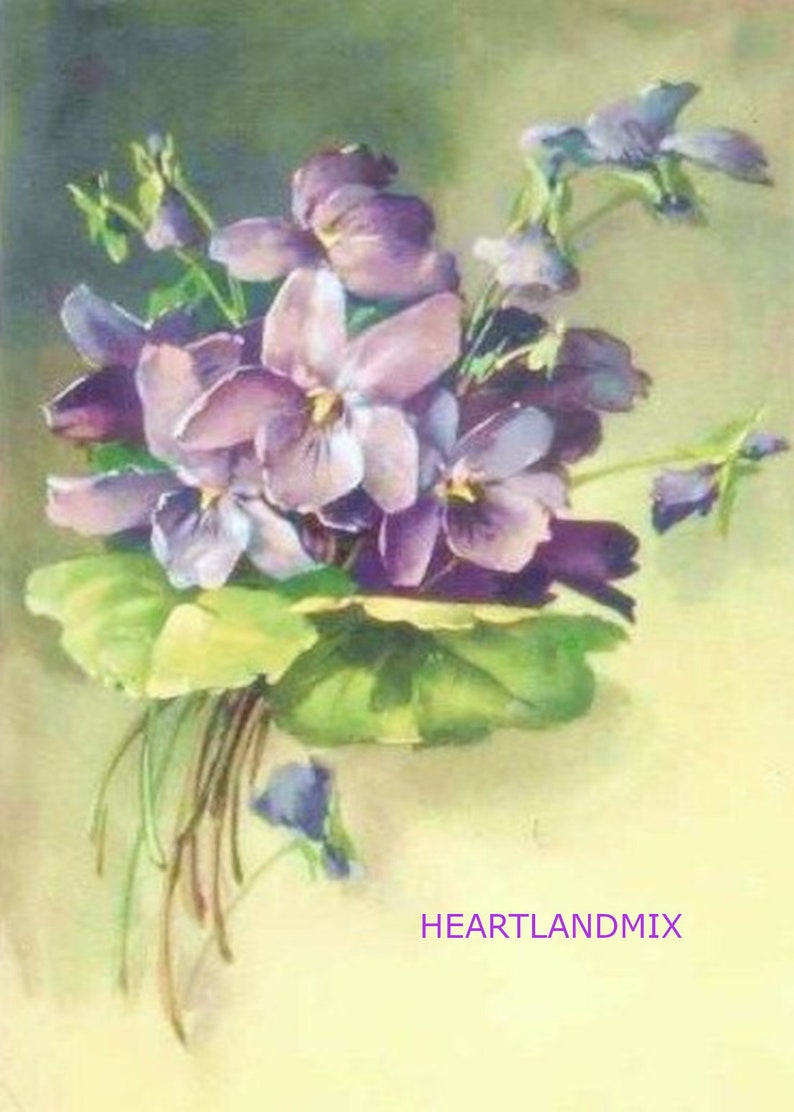 Floral Purple Violets Download Printable Graphic Art Digital Image 